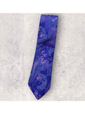 TED BAKER Silk Tie USA Purple Blue Paisley W:3.2" EUC